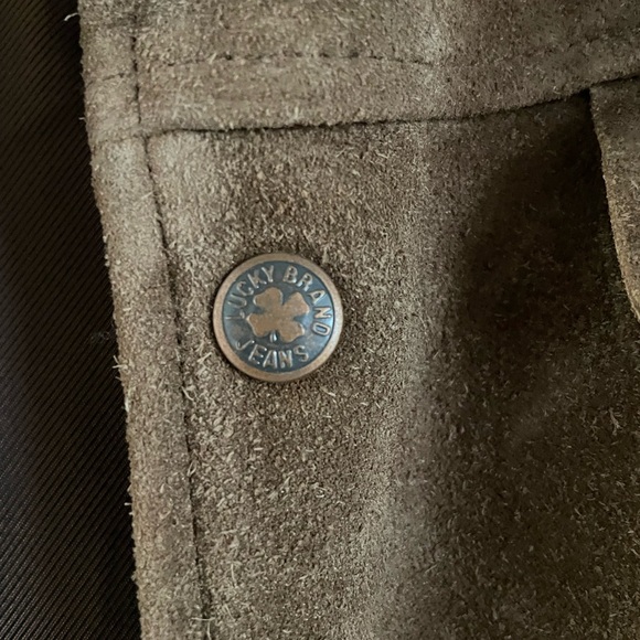 Lucky Brand Dungarees America 100% Leather Chocolate Suede Trucker Jacket Large - Picture 6 of 6